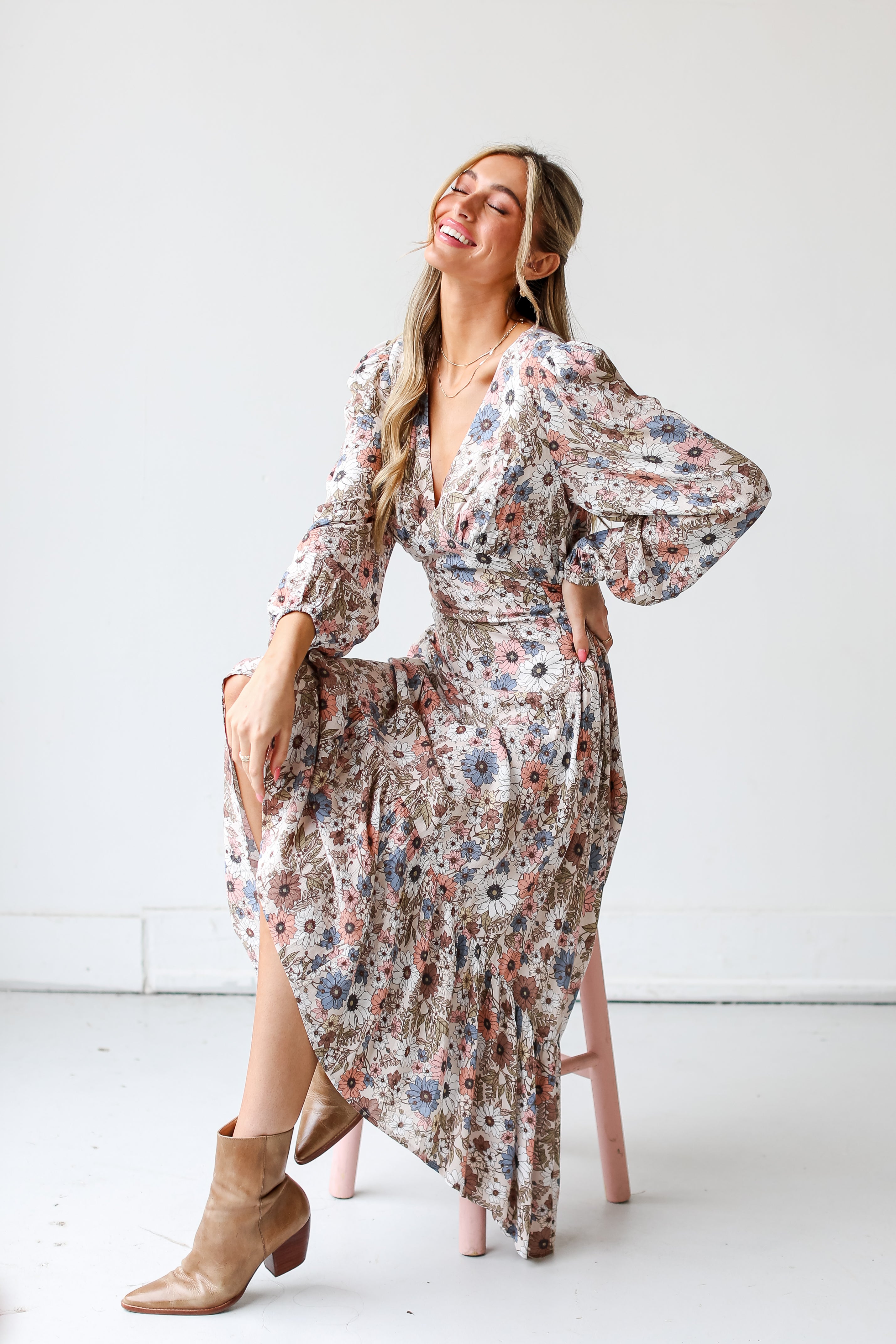 Floral Maxi Dress with long sleeves