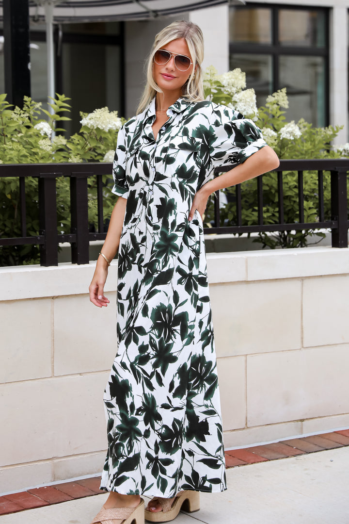 Darling Attraction Ivory Floral Maxi Dress