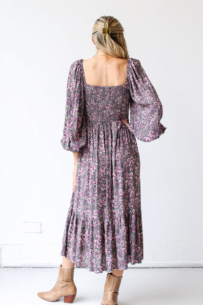 Floral Midi Dress back view