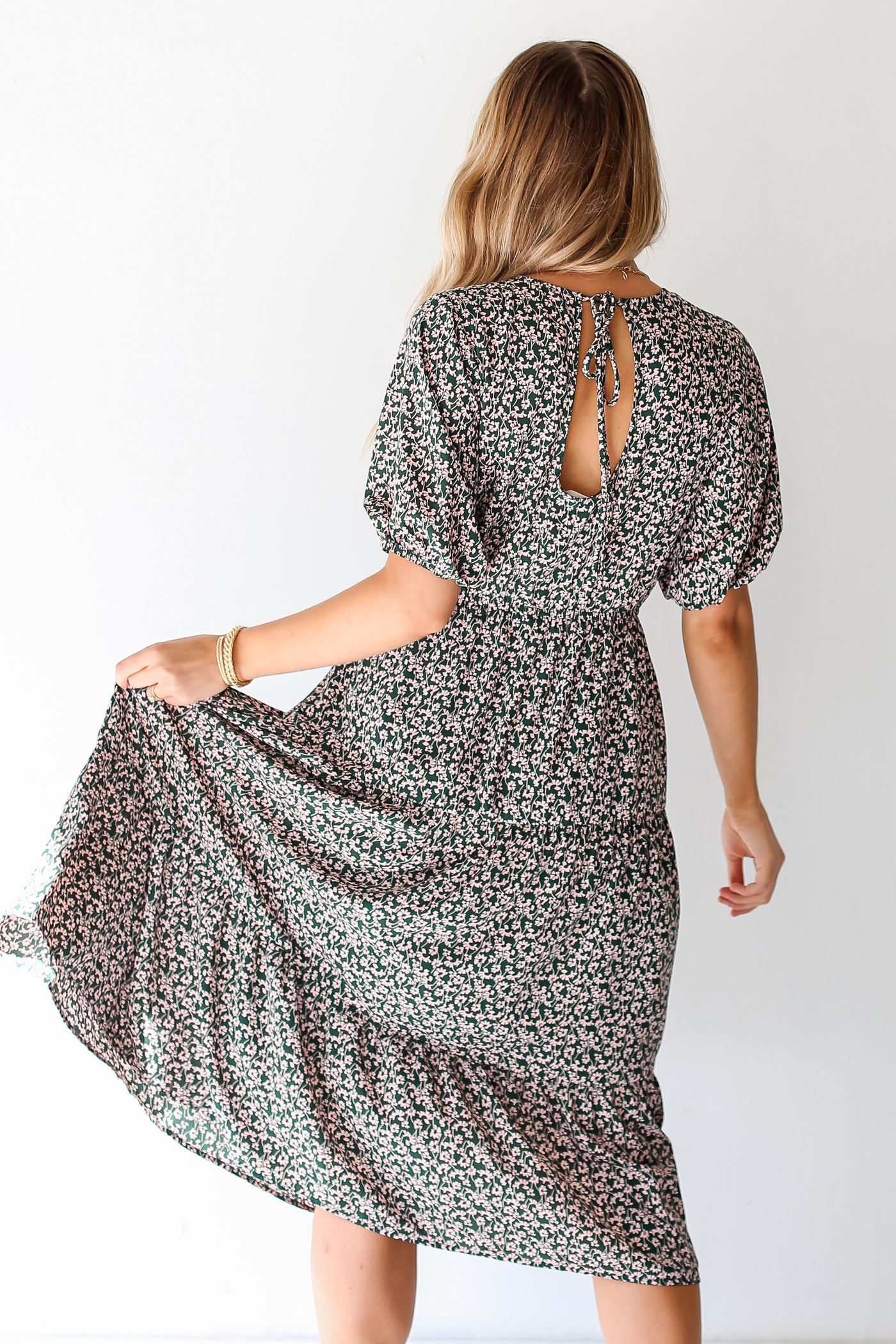Tiered Floral Midi Dress back view