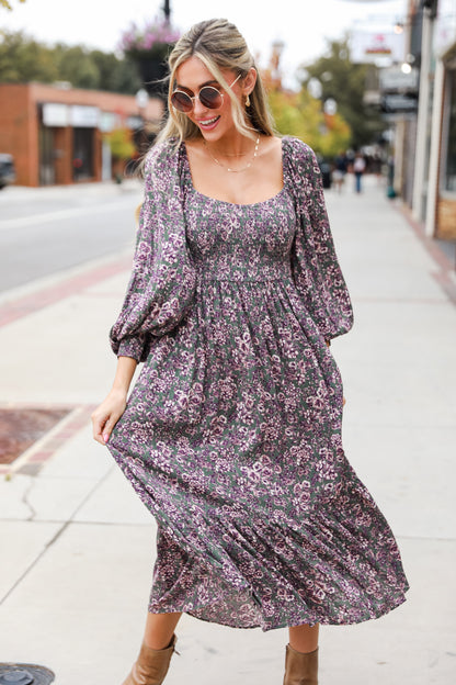 Floral Midi Dress on model