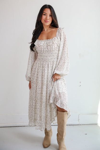 Endearing Appeal Cream Floral Midi Dress