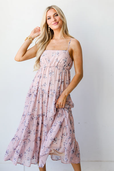 Tiered Floral Midi Dress front view