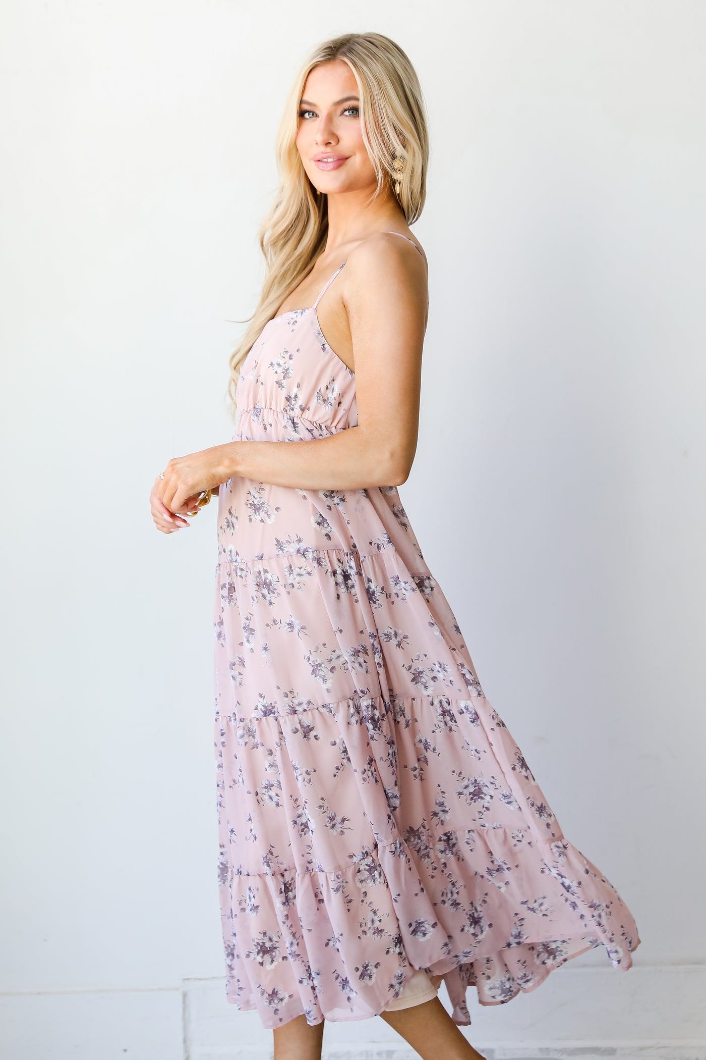 Tiered Floral Midi Dress side view