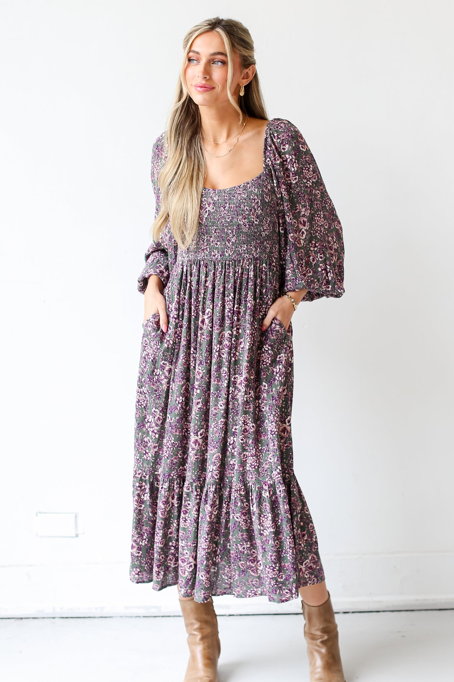 Floral Midi Dress front view