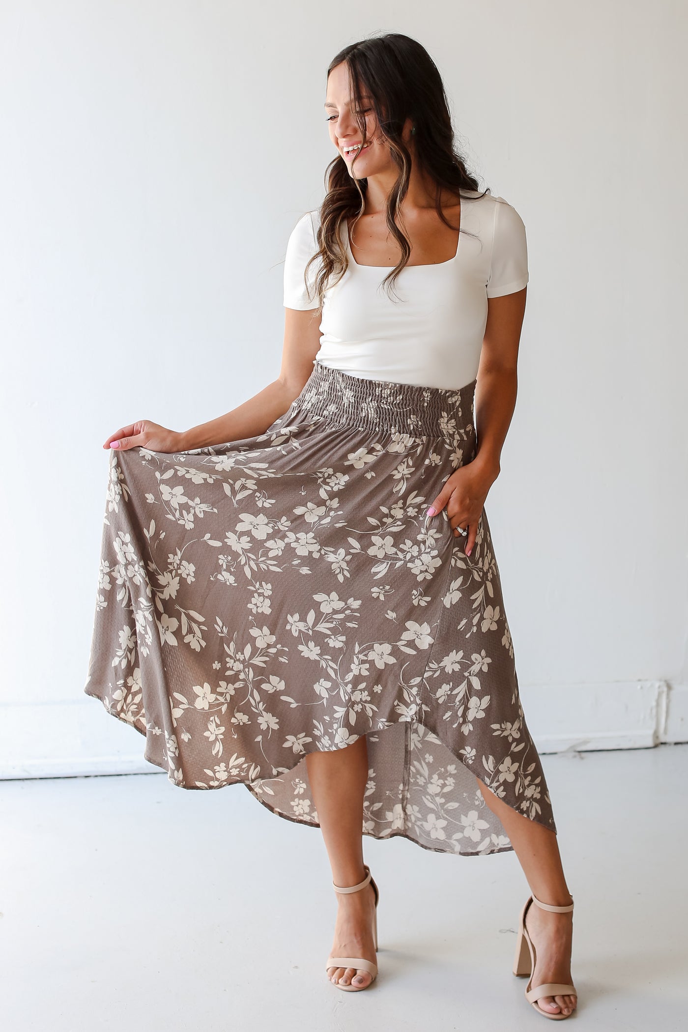 Floral Midi Skirt front view