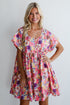 Lovely Muse Pink Floral Babydoll Mini Dress