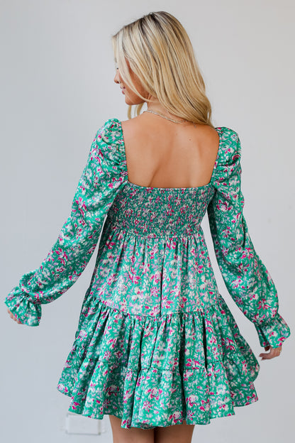 green Tiered Mini Dress back view