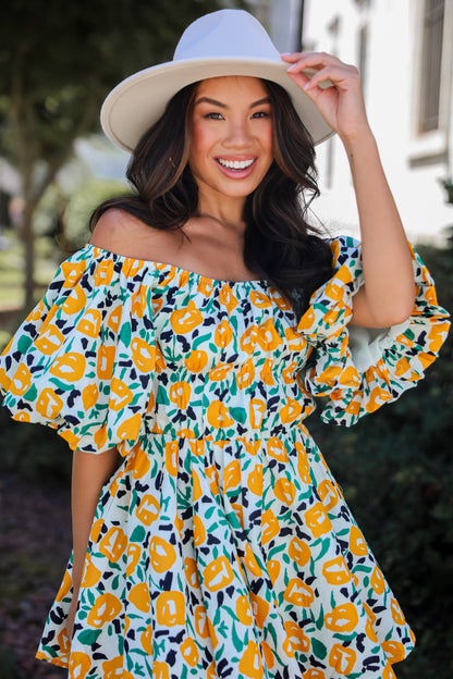 Fairytale Days Yellow Floral Mini Dress