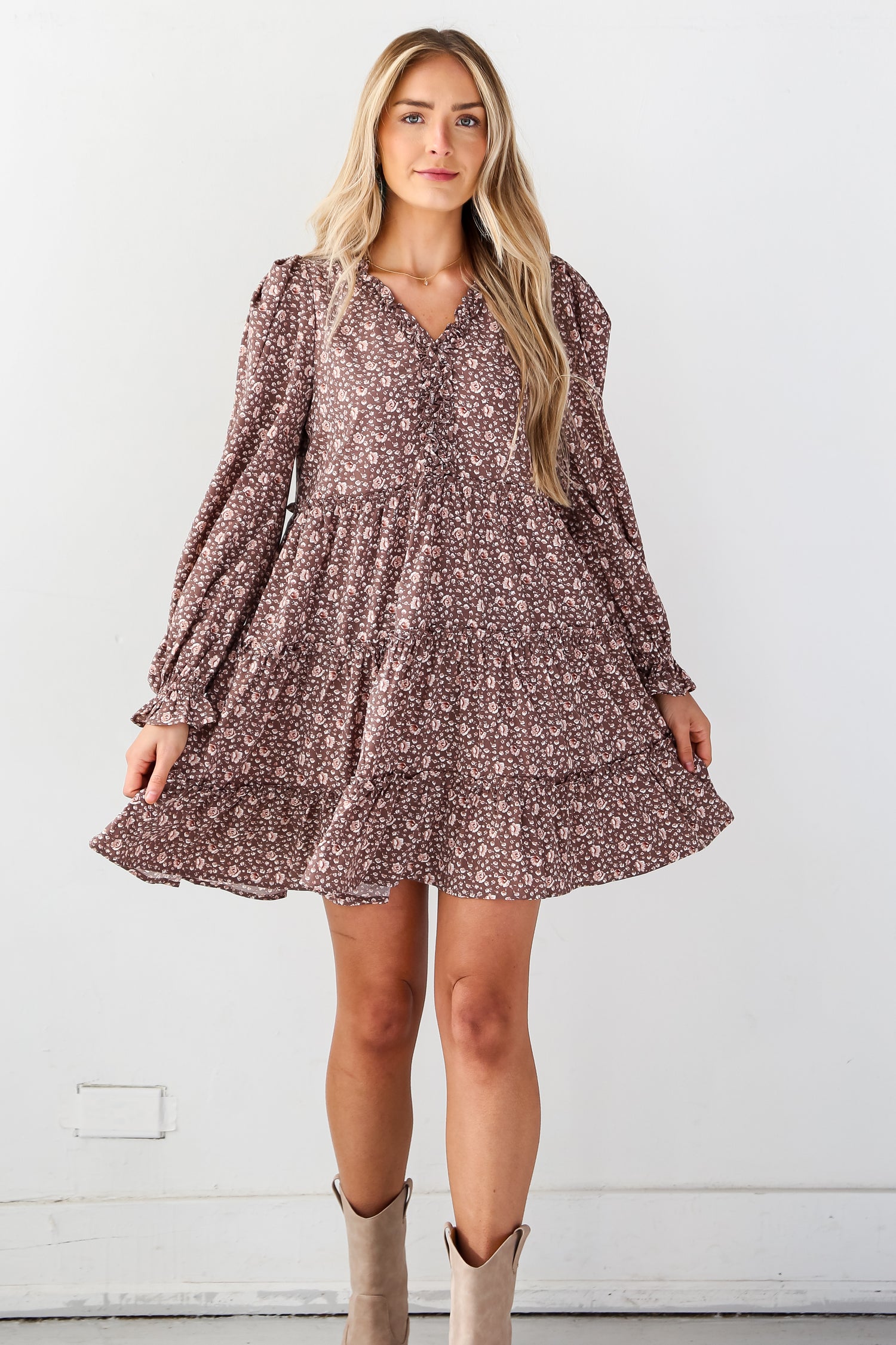 cute long sleeve floral dress