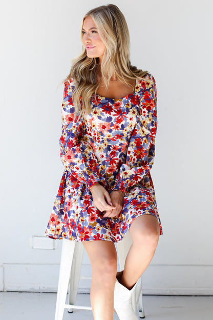 cute Floral Mini Dress on model