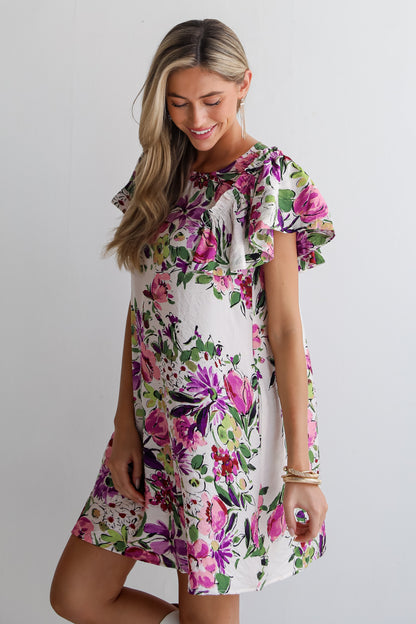 Notable Elegance Ivory Floral Mini Dress