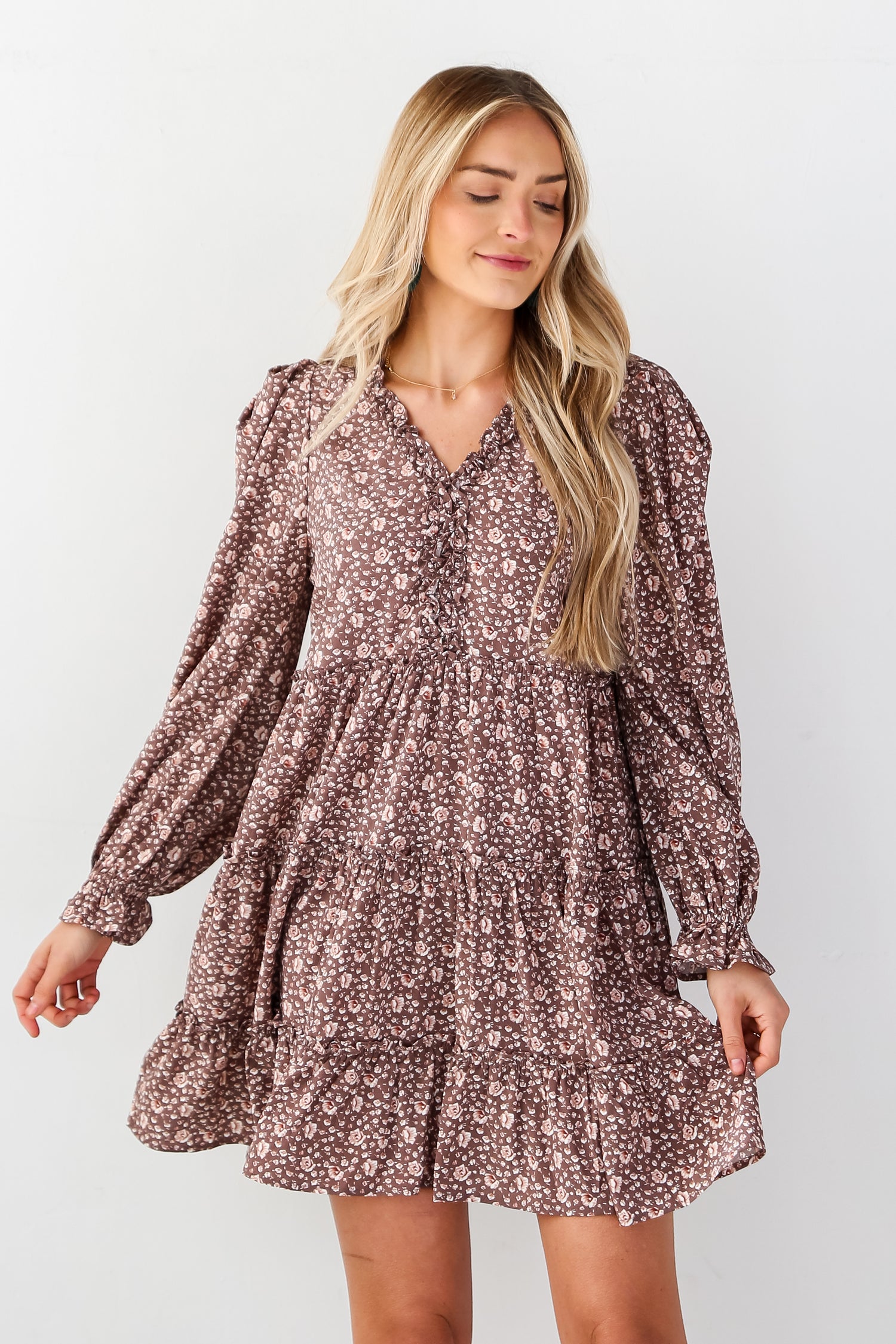 brown floral dresses