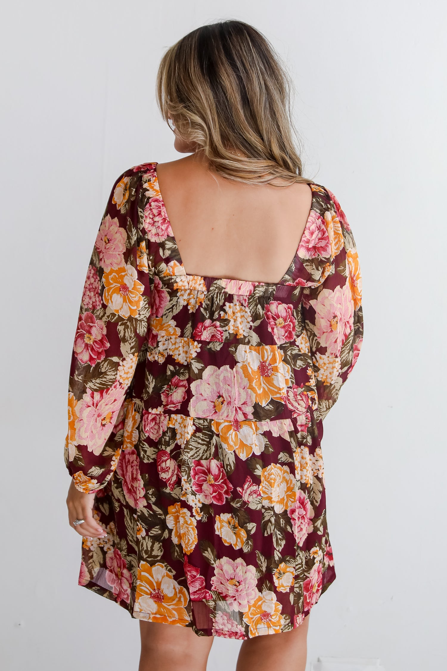 Breathtaking View Plum Floral Mini Dress