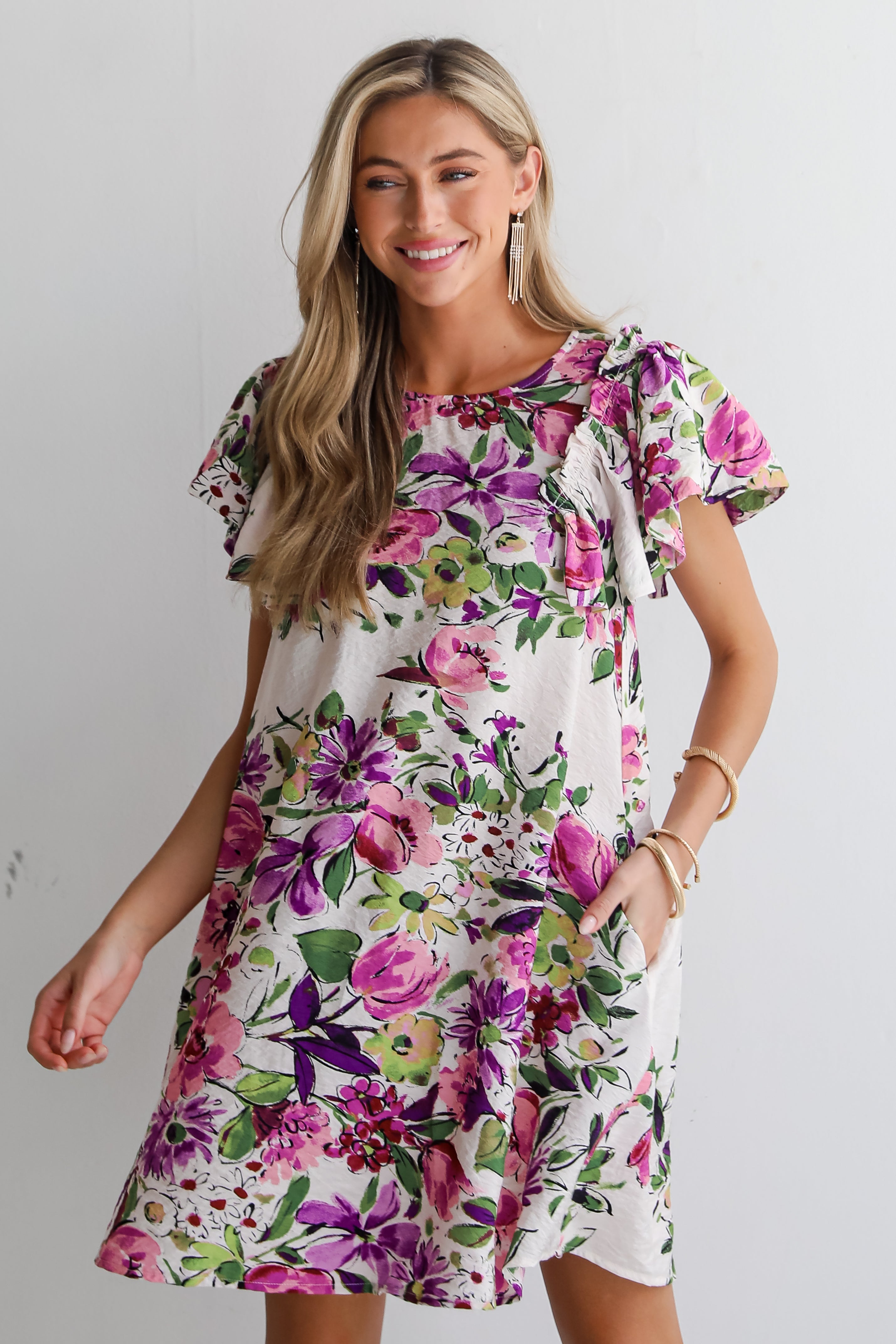 Notable Elegance Ivory Floral Mini Dress