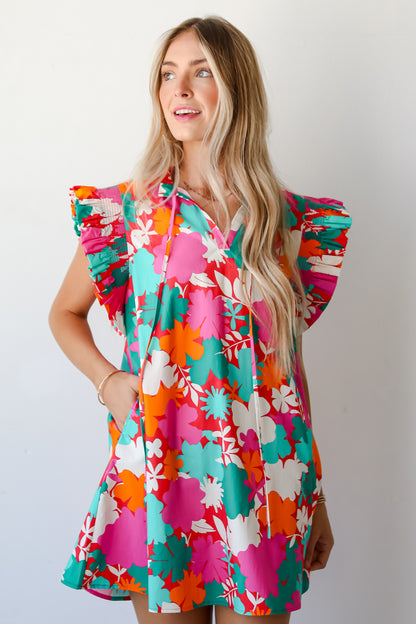 Flattering Disposition Pink Floral Ruffle Mini Dress