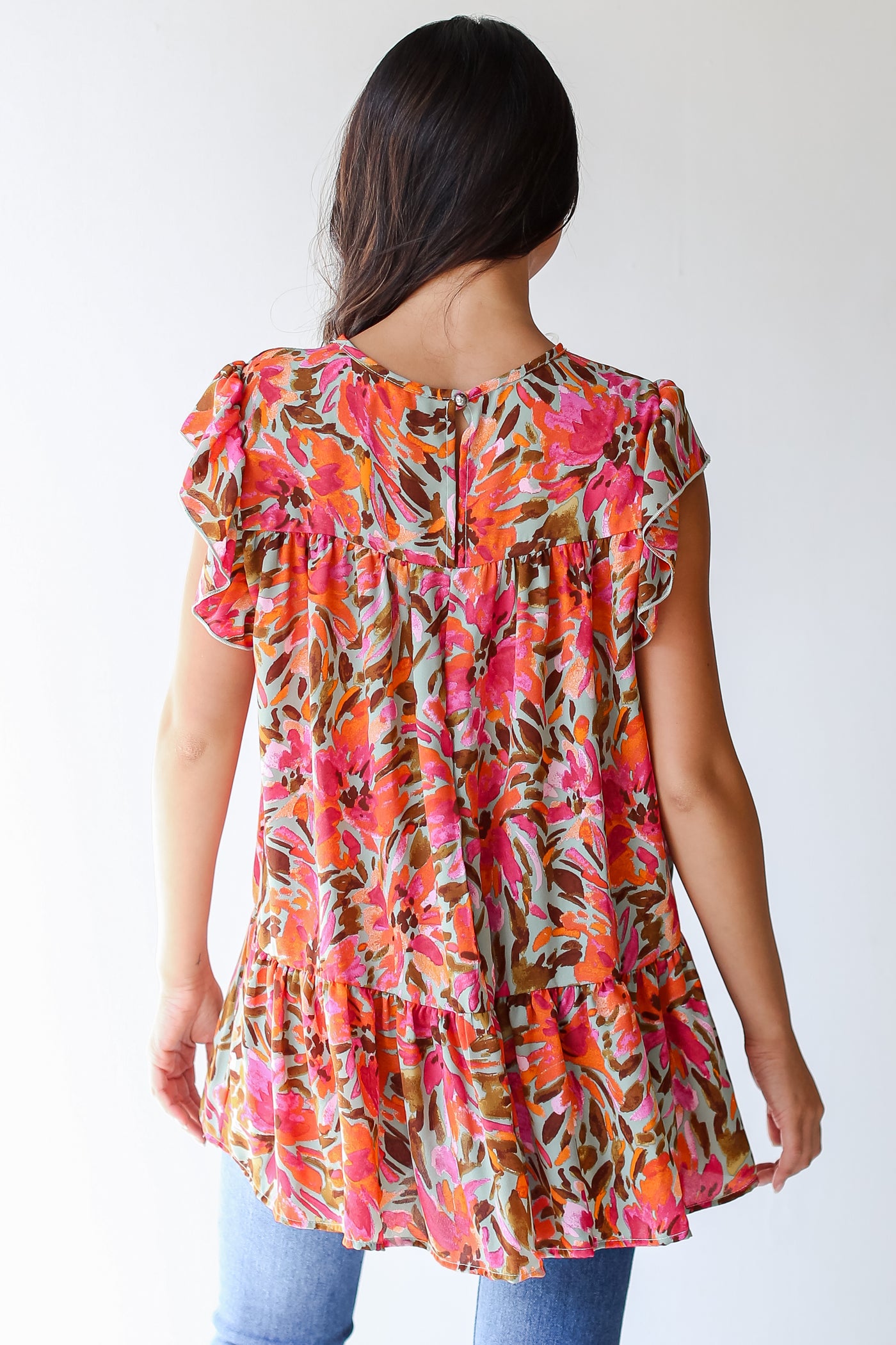 Tiered Floral Blouse back view