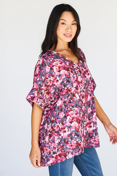 trendy Oversized Floral Blouse