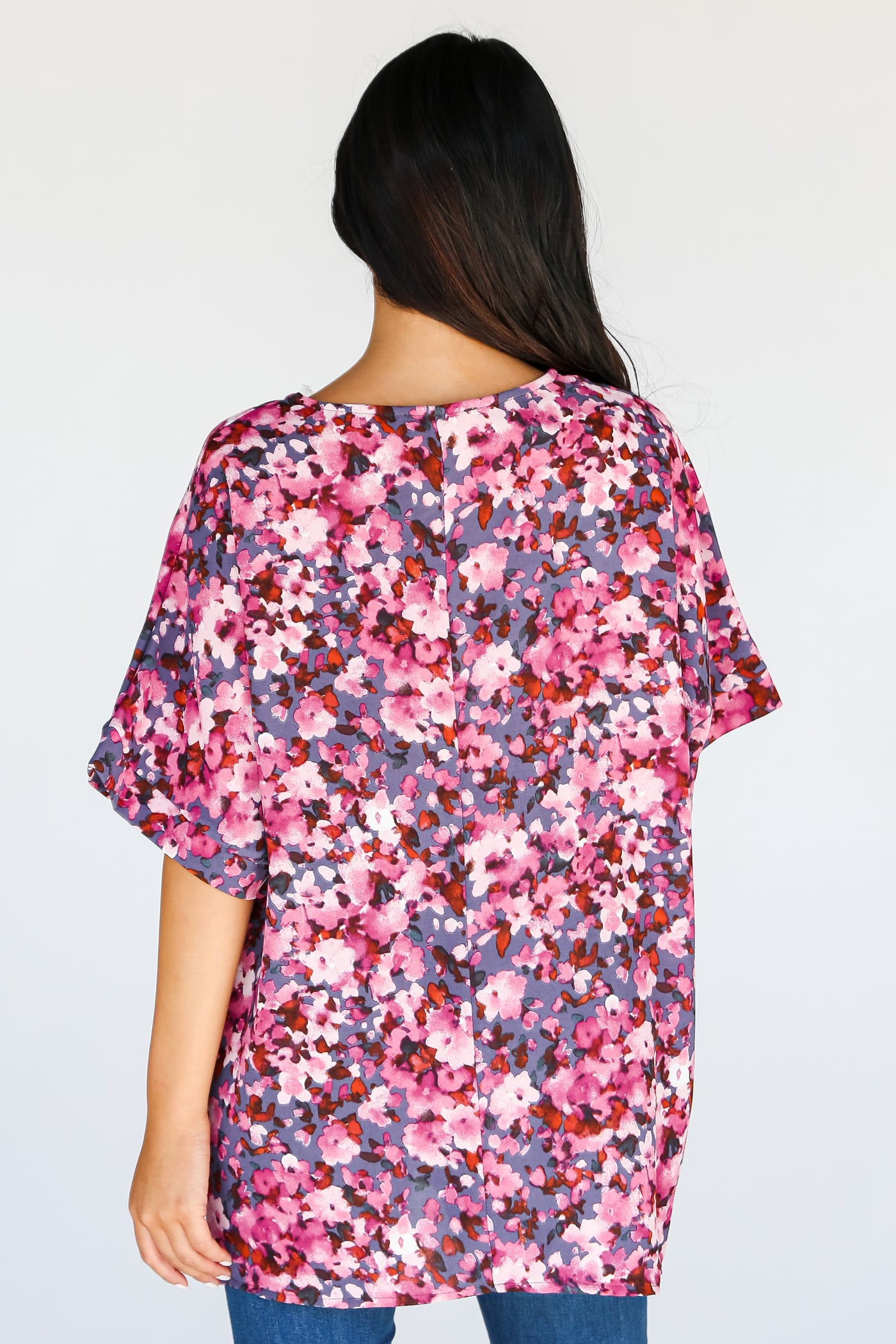 purple Oversized Floral Blouse for women
