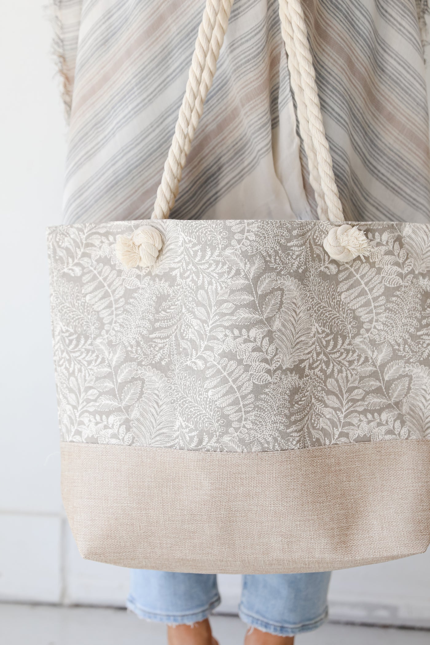 Taupe Tote Bag front view