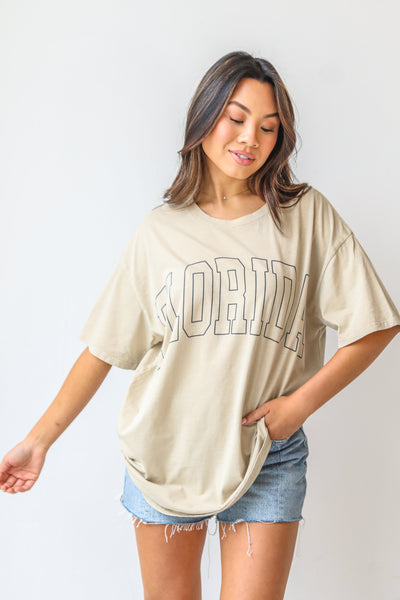 taupe Florida Graphic Tee on model