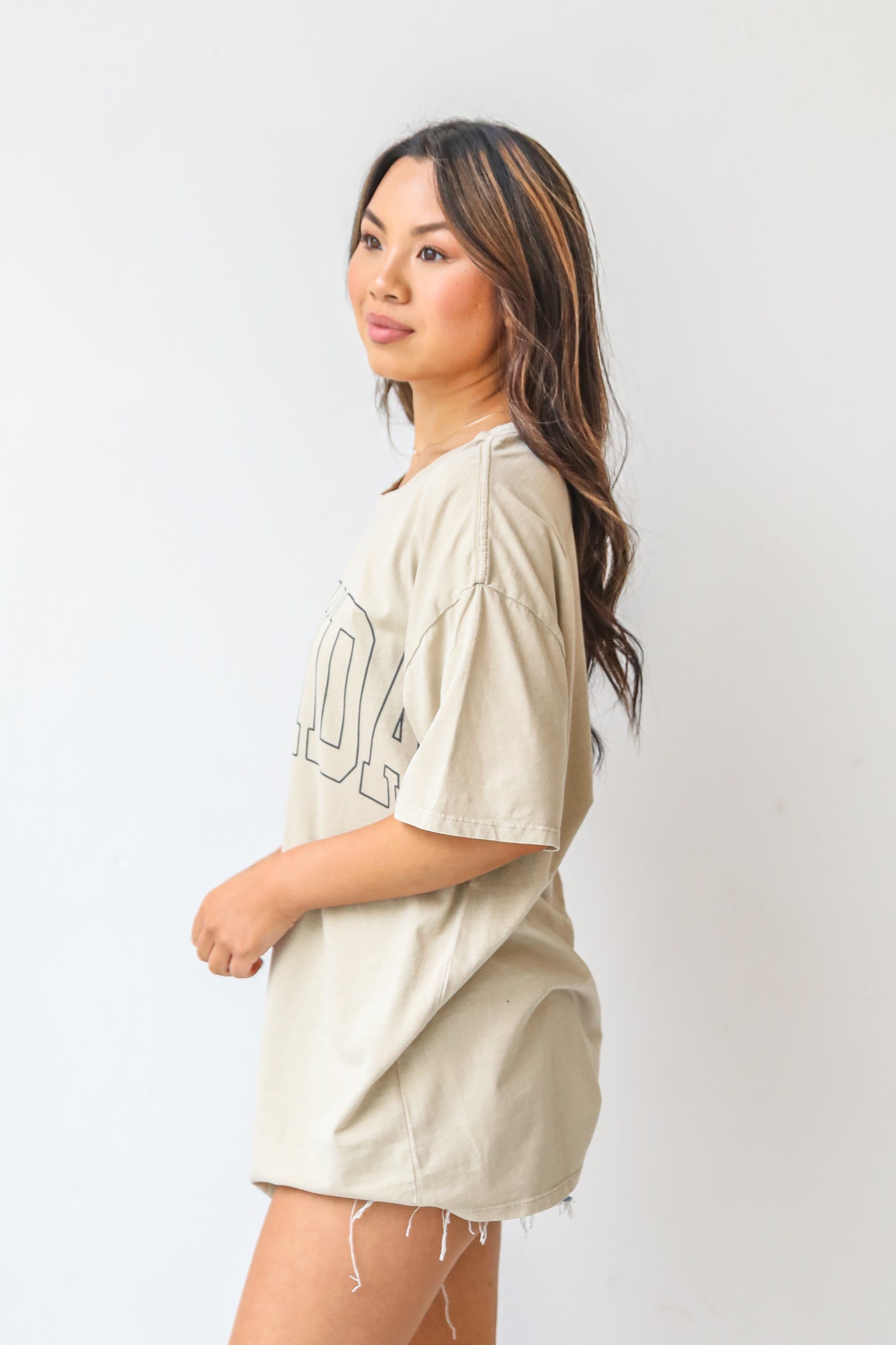taupe Florida Graphic Tee side view