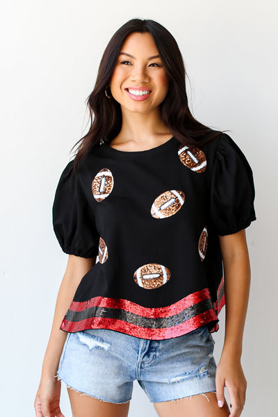 Sequin Football Tee front view