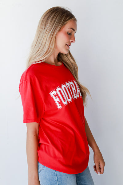 red Football Tee side view
