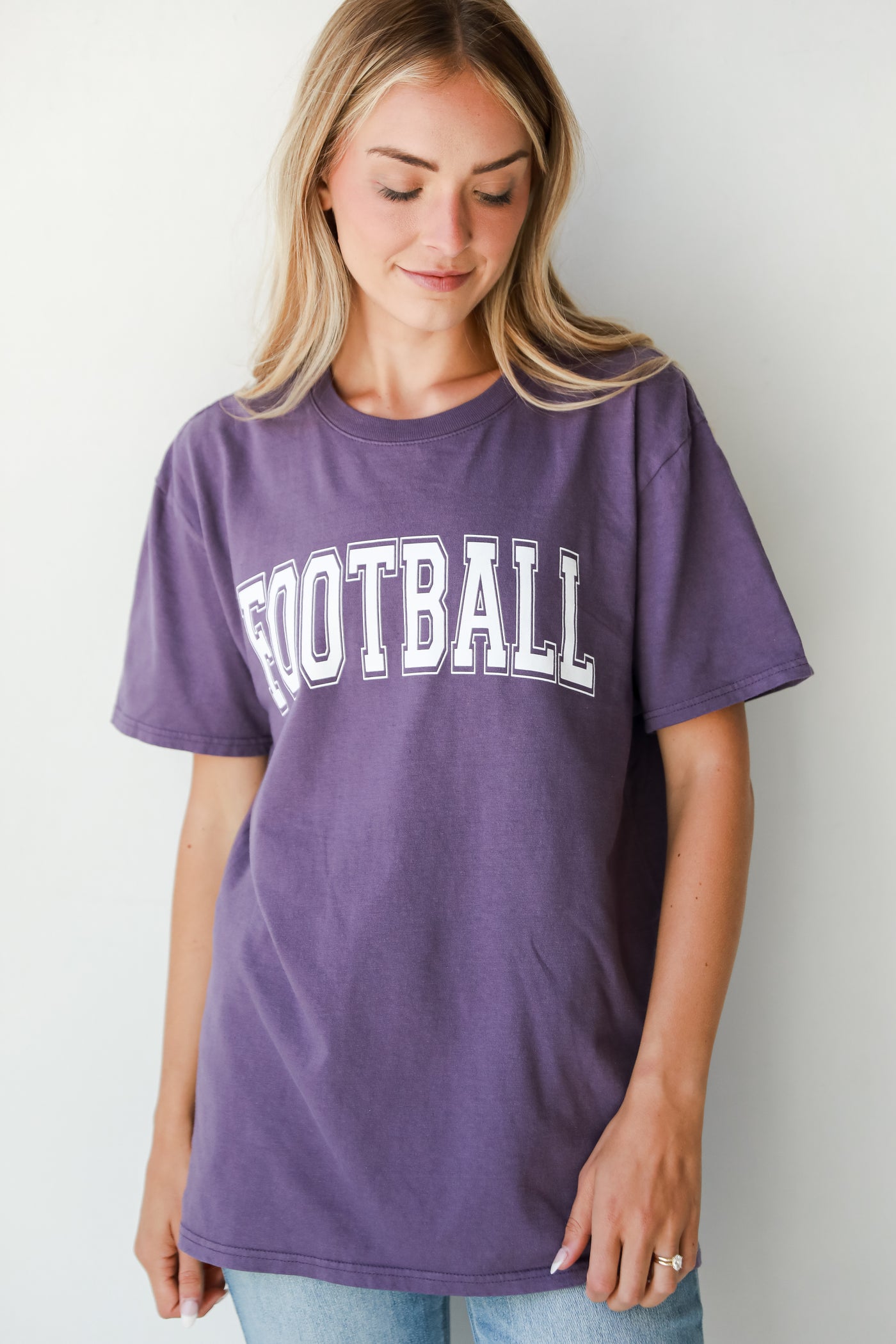 purple Football Tee front view