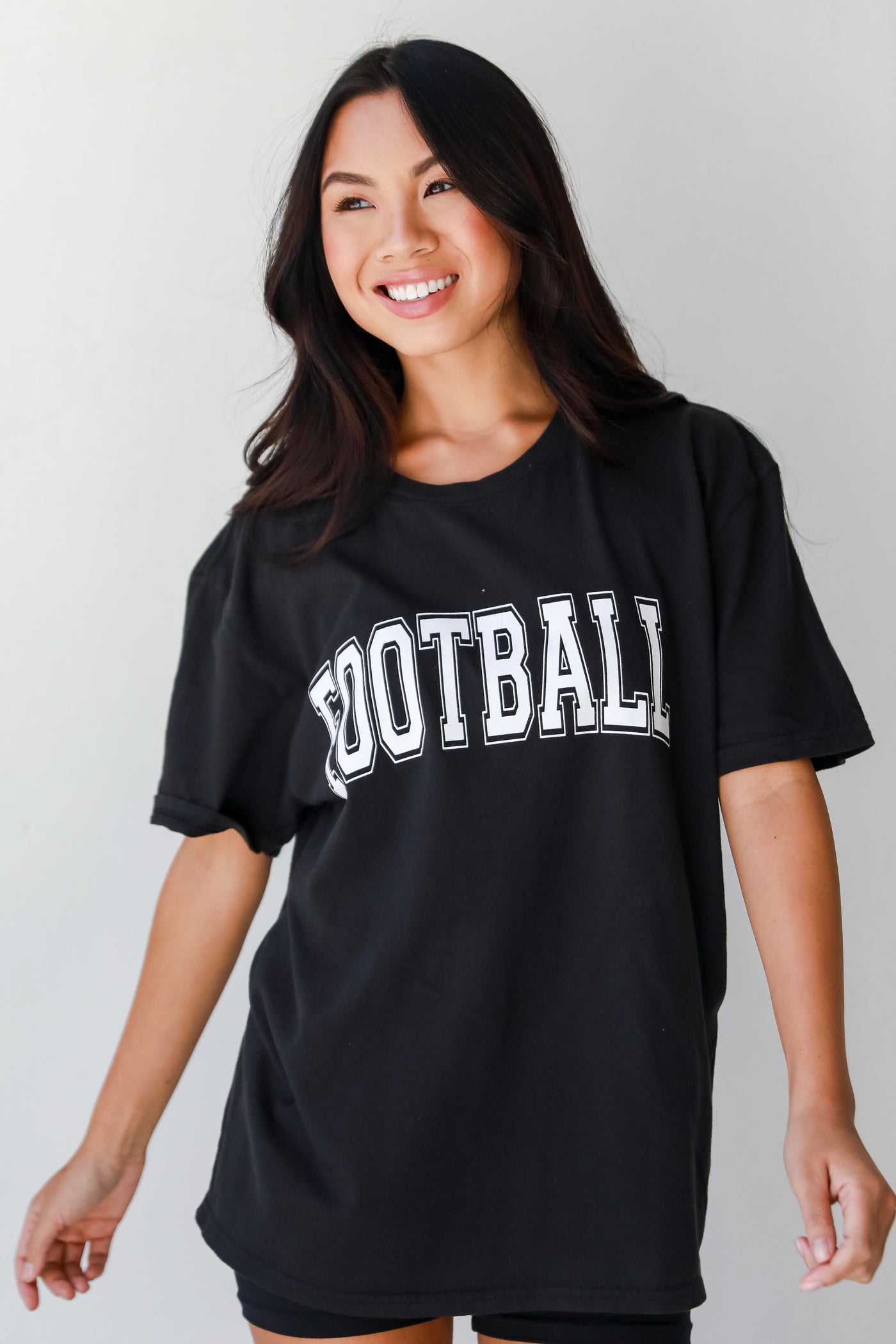 black Football Tee front view