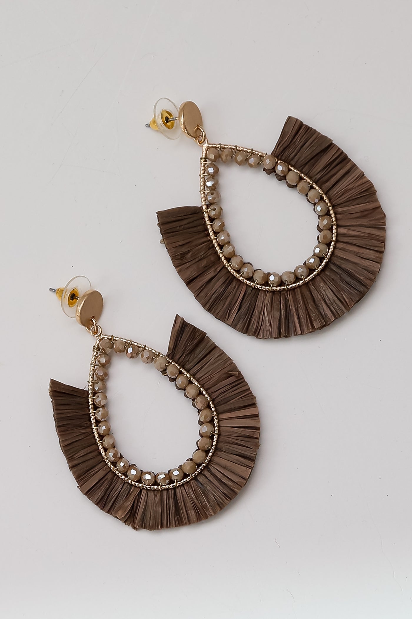 brown Fringe Statement Earrings