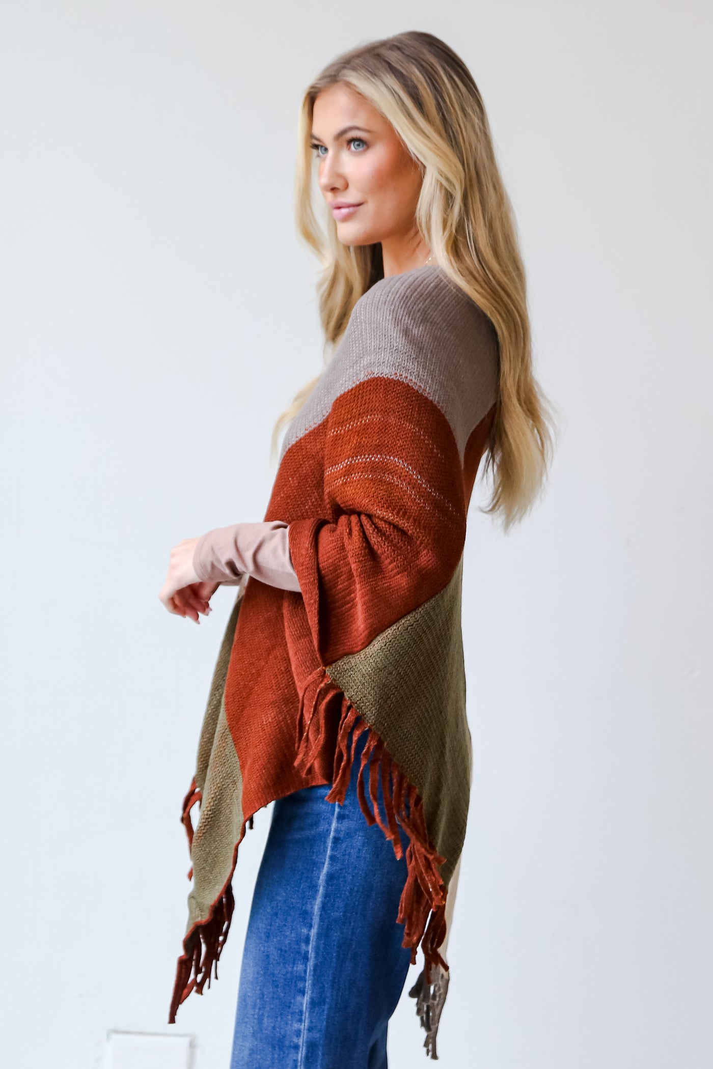 Color Block Poncho side view