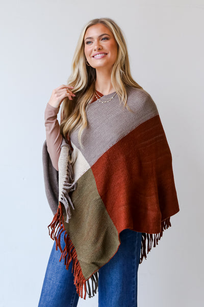 Color Block Poncho front view