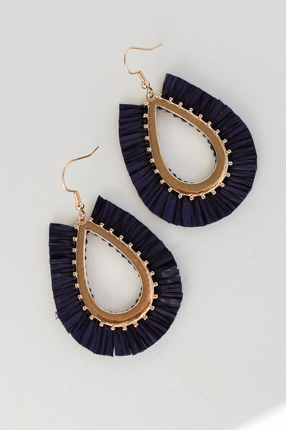 navy blue Fringe Teardrop Earrings