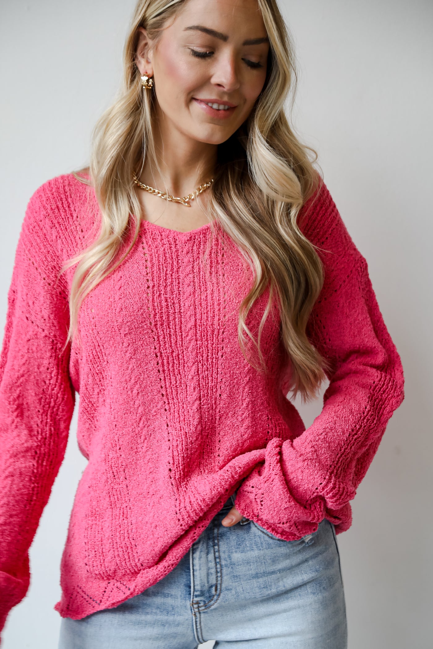 fuchsia knit top