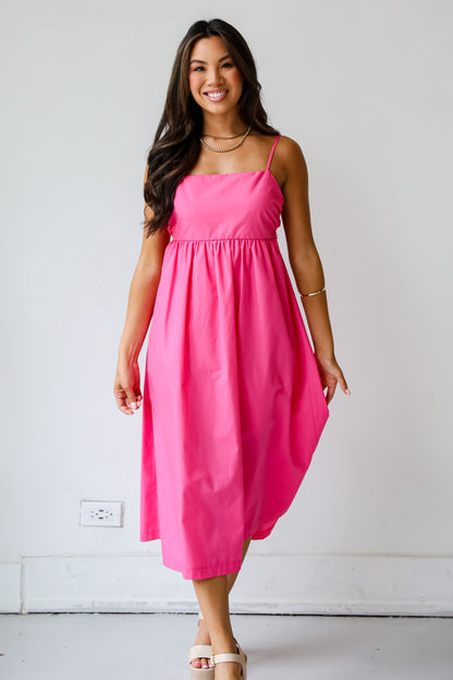 Sent To Charm Fuchsia Midi Dress