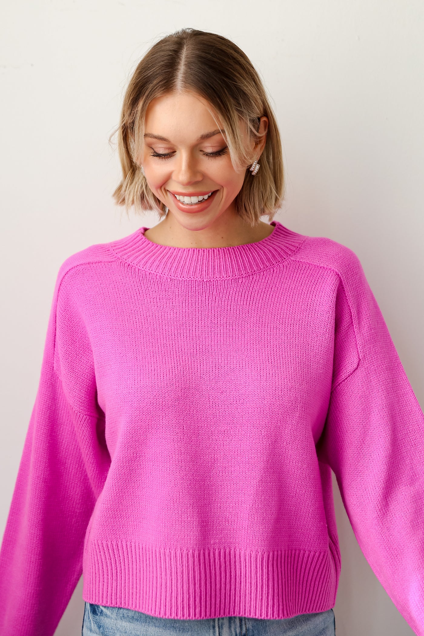 pink cropped sweater