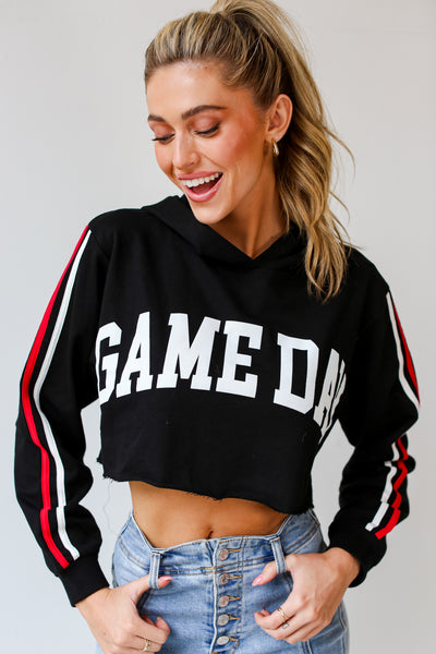 Game Day Cropped Hoodie on dress up model
