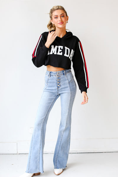 Game Day Cropped Hoodie with flare jeans