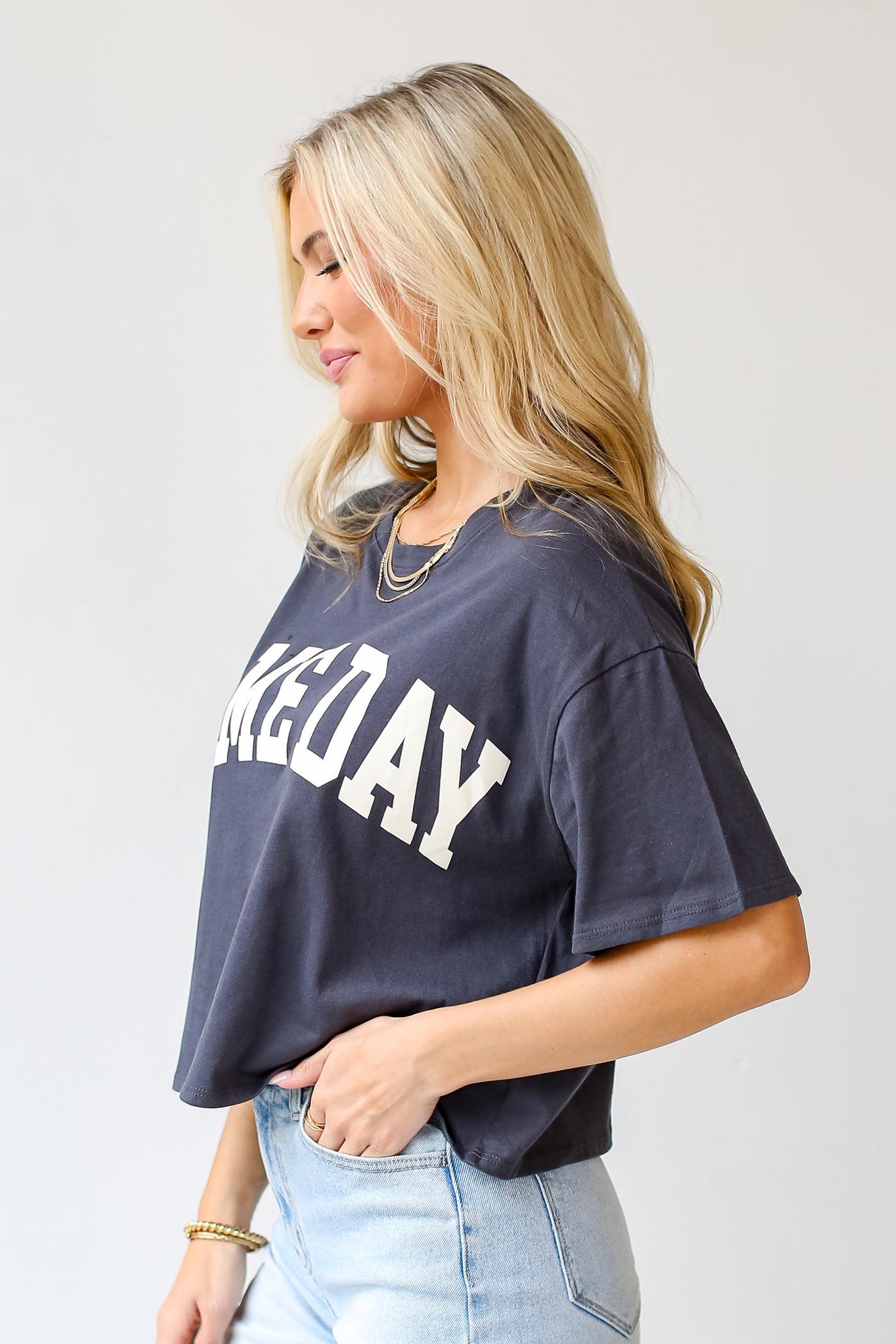 Game Day Cropped Graphic Tee side view