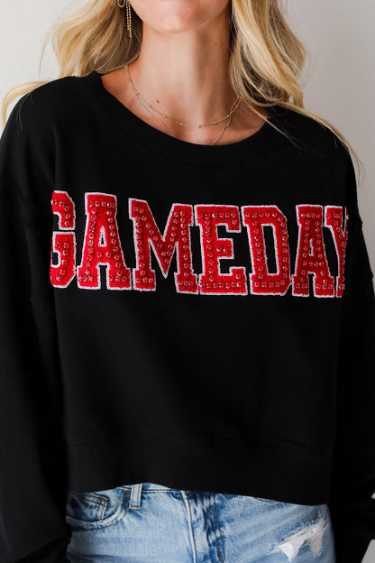 Black Game Day Rhinestone Pullover