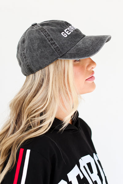 black Georgia Embroidered Hat side view