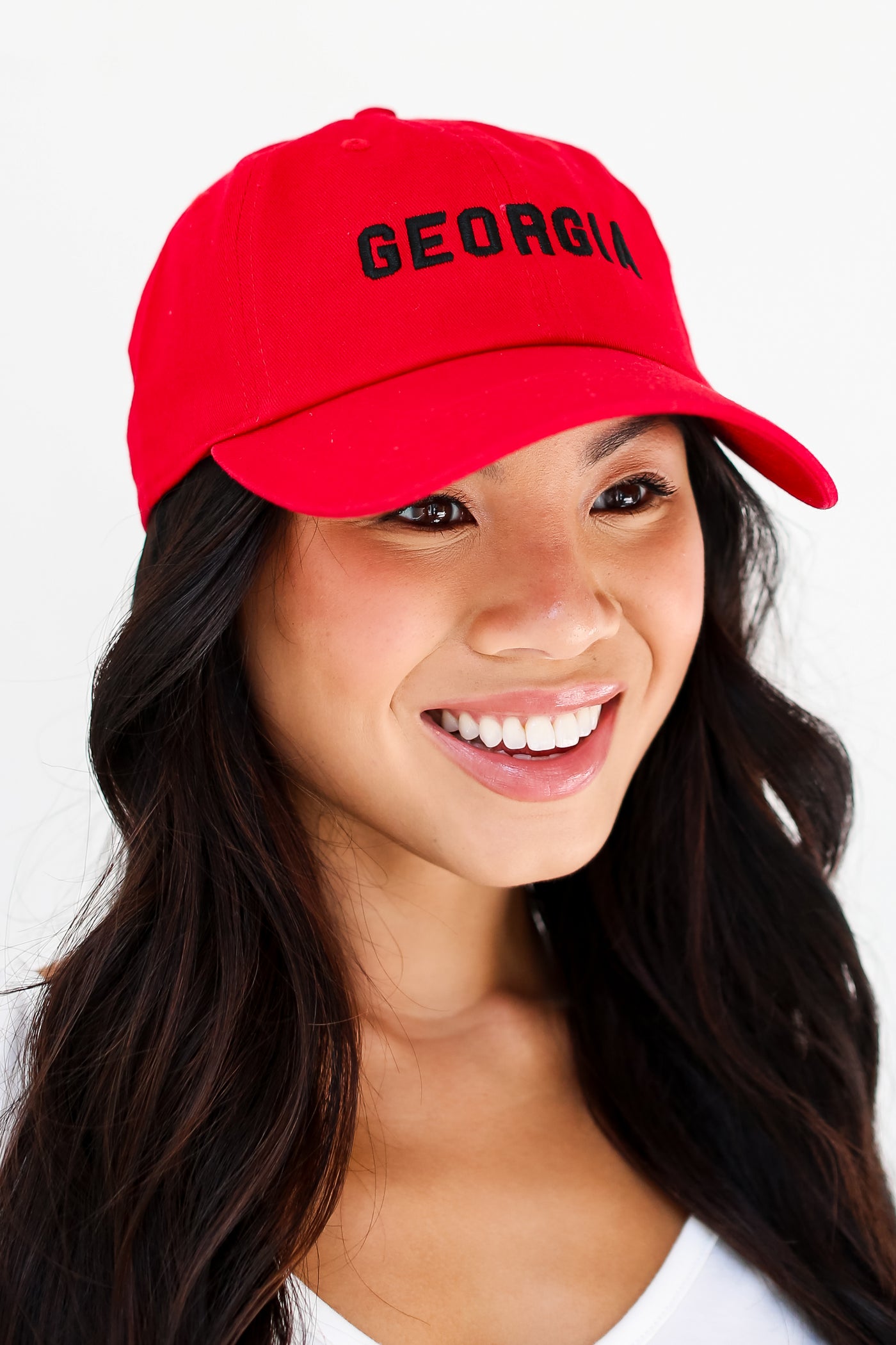 red Georgia Embroidered Hat