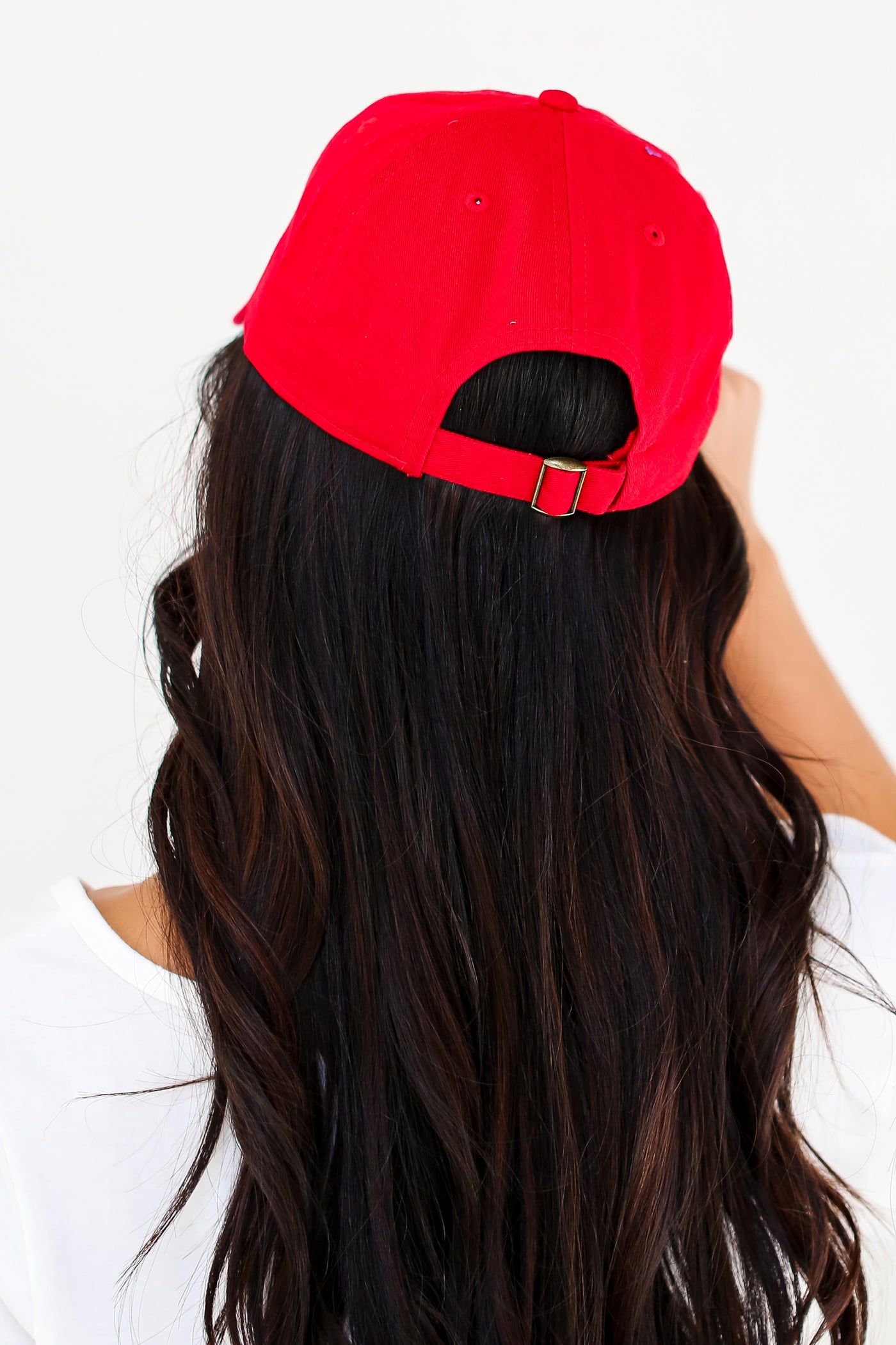 red Georgia Embroidered Hat back view