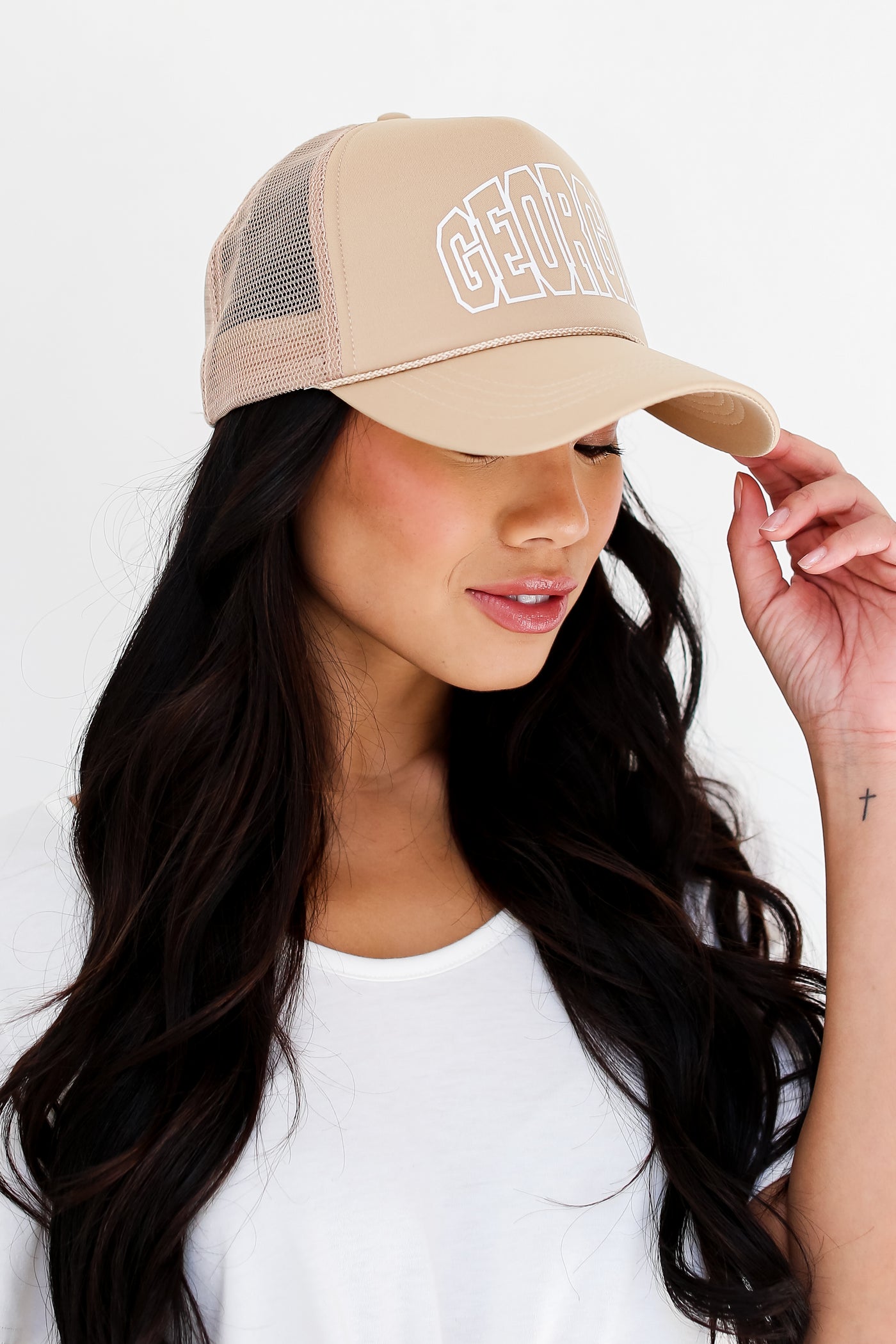 taupe Georgia Trucker Hat side view