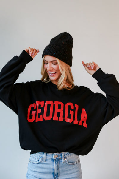 Black Oversized Georgia Sweatshirt on model