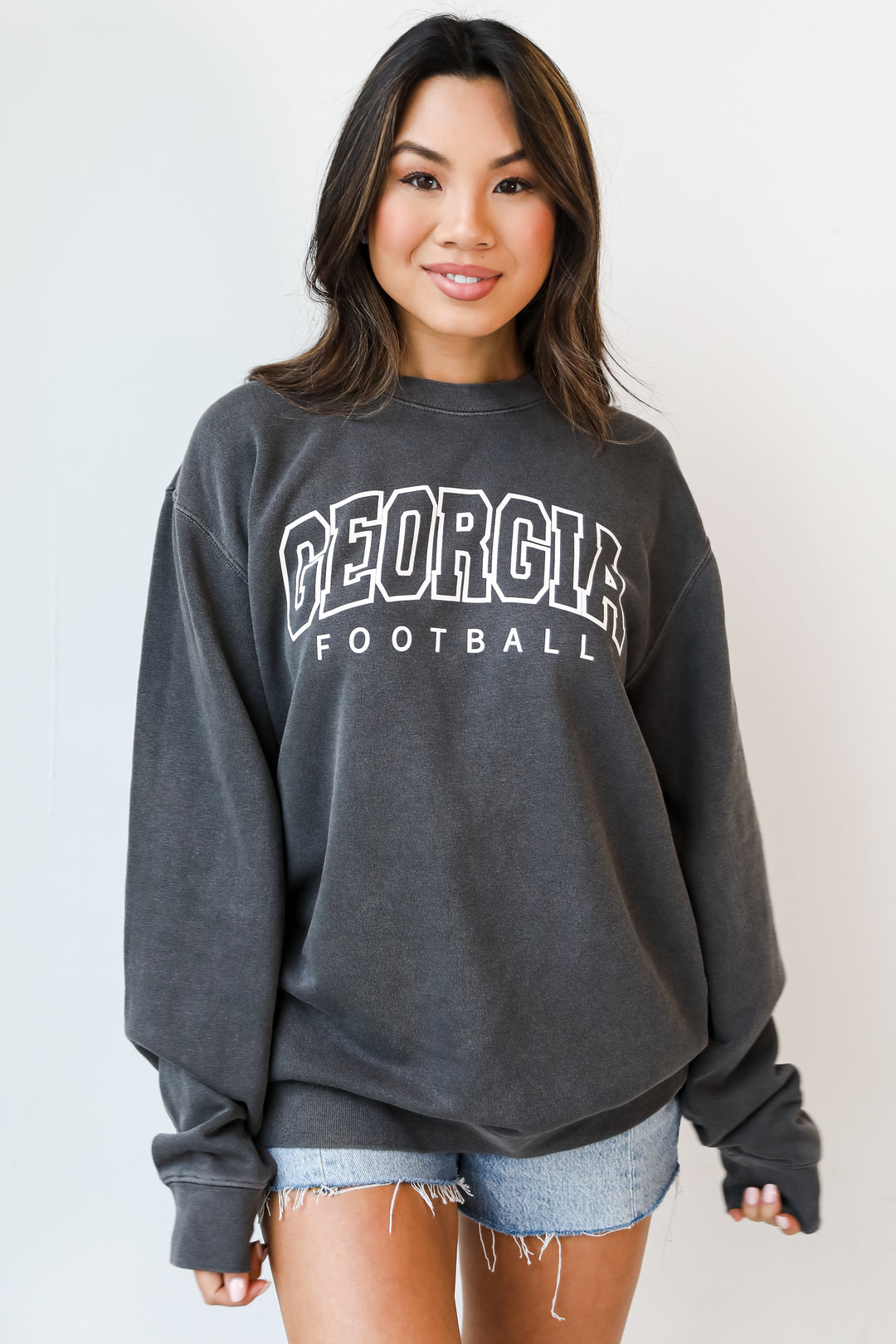 Black Georgia Football Block Letter Sweatshirt. Game Day Sweatshirt Outfit. Graphic Sweatshirt. 