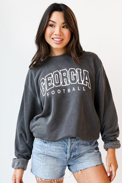 Black Georgia Football Block Letter Pullover front view
