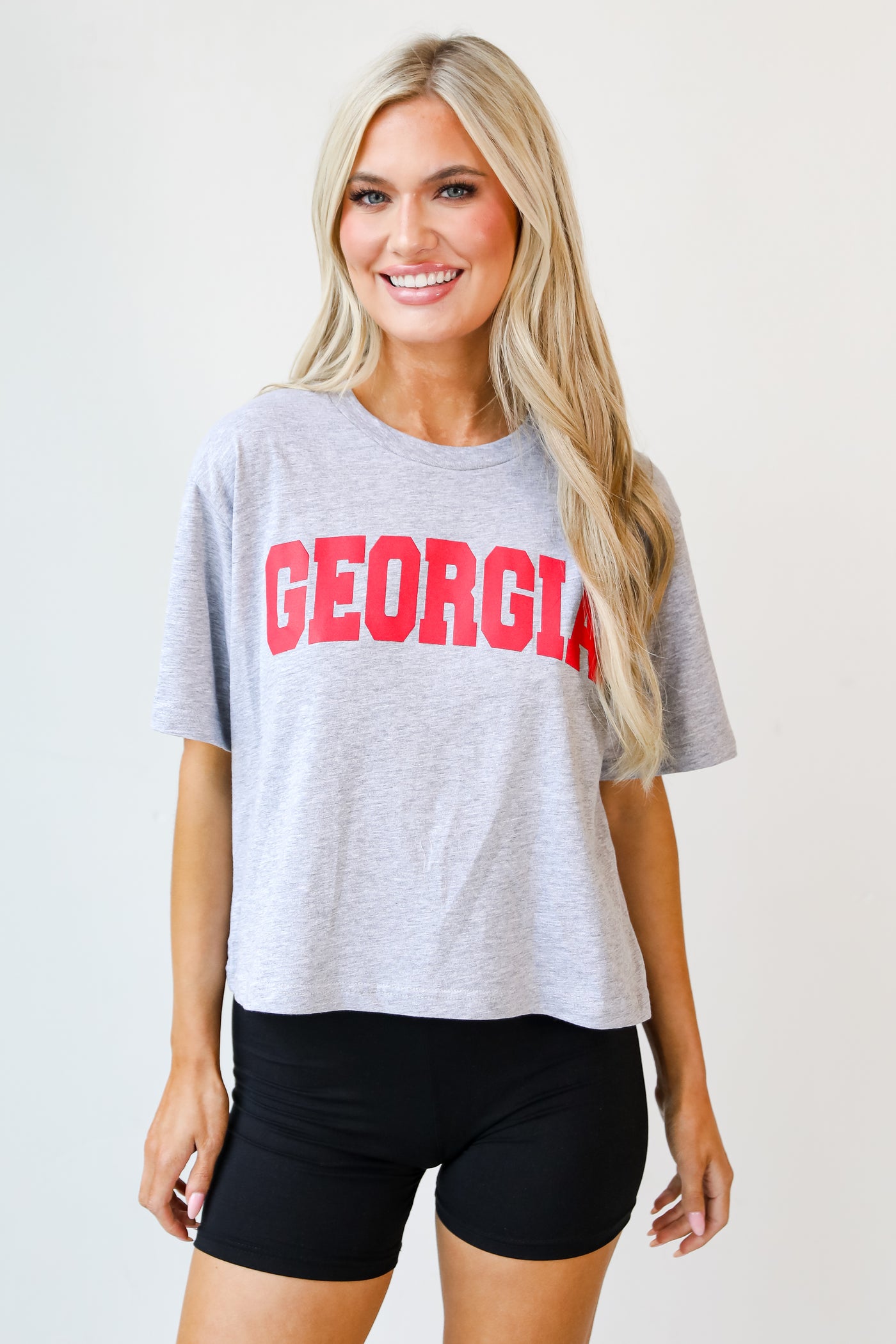 Heather Grey Georgia Cropped Tee front view