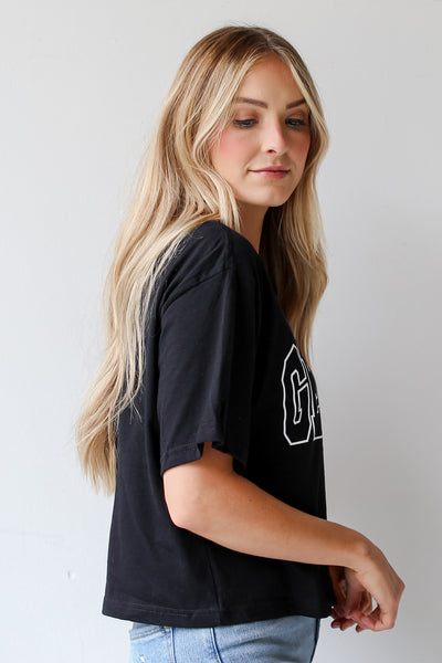 Black Georgia Block Letter Cropped Tee side view